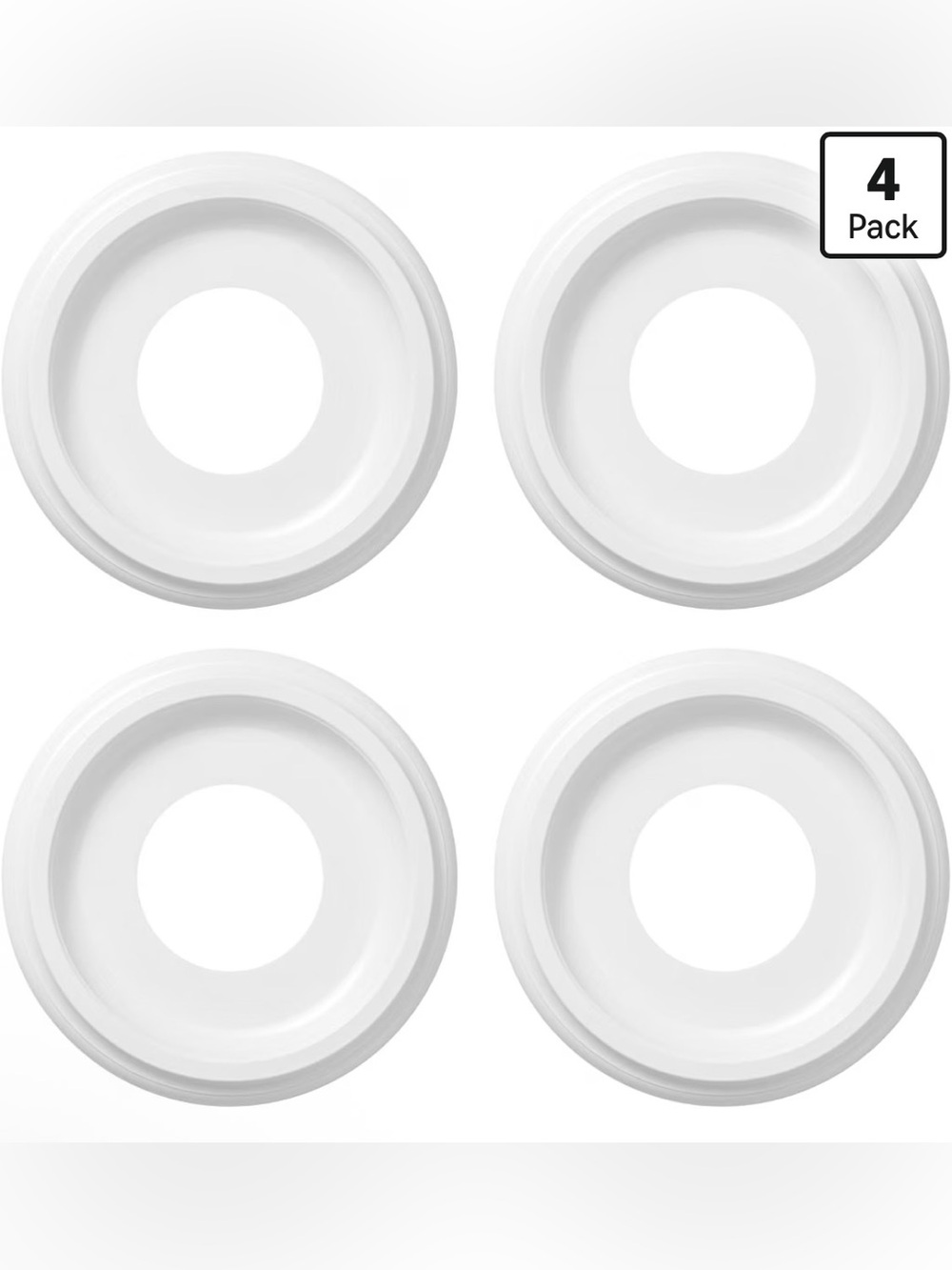 4 Pack White Molded Nylon Ceiling Medallion for Light Fixtures and Ceiling Fans